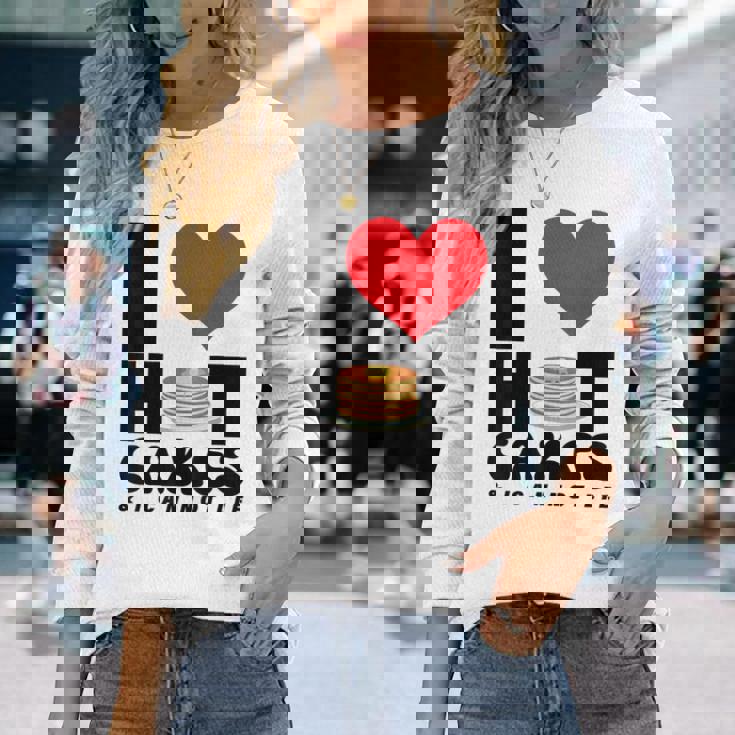 I Love Heart ホットケーキ パンケーキ Flapjacks Can Not Lie Foodie 長袖Tシャツ 彼女への贈り物