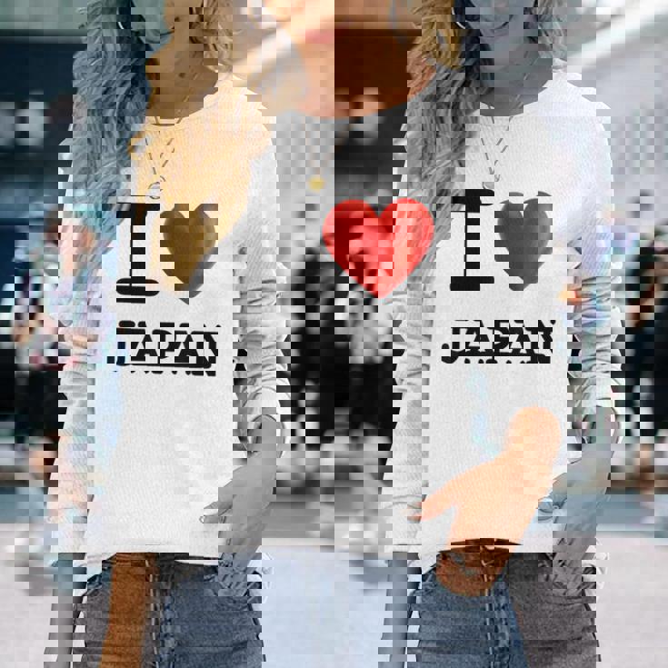 I Love Japan お土産 観光ハート 長袖Tシャツ 彼女への贈り物