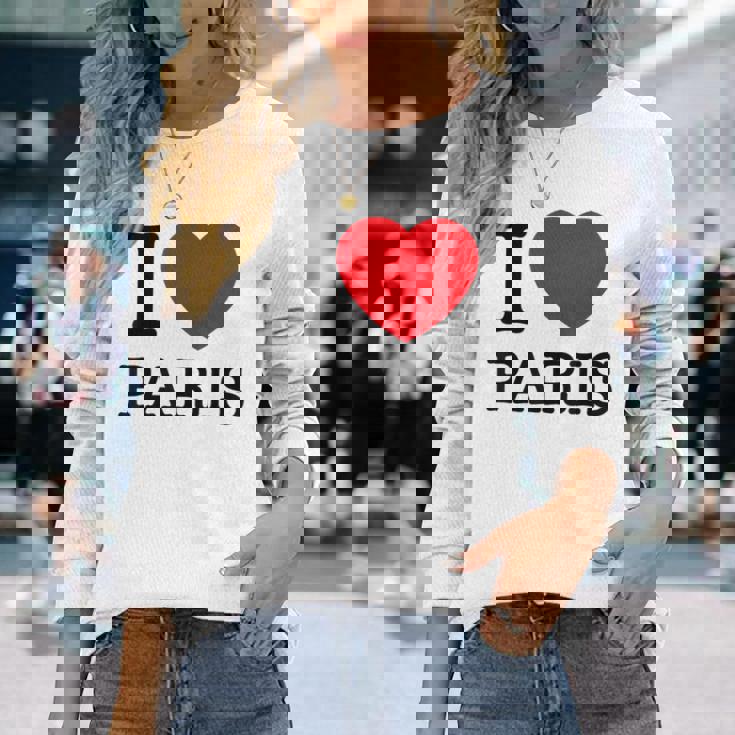 I Love Paris Graphic Novelty & Cool s 長袖Tシャツ 彼女への贈り物
