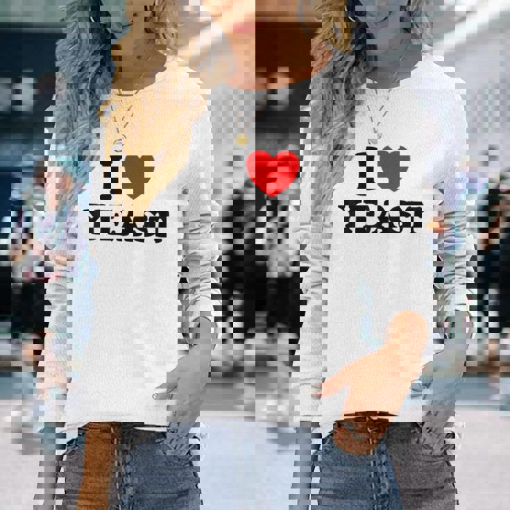 I Love Yeast 面白くてかわいい栄養パン屋フードヌーチファン 長袖Tシャツ 彼女への贈り物