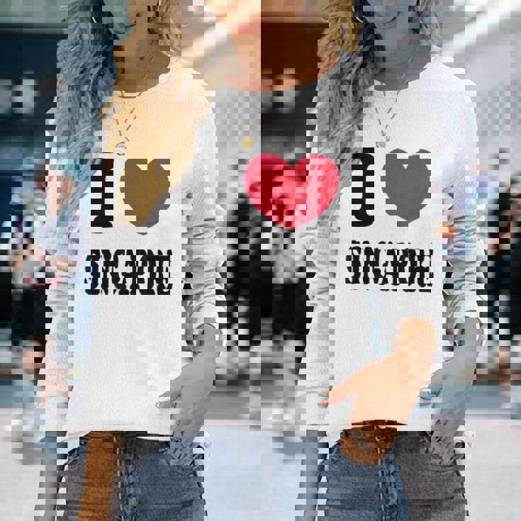 I Loveingapore シンガポールが大好き 長袖Tシャツ 彼女への贈り物