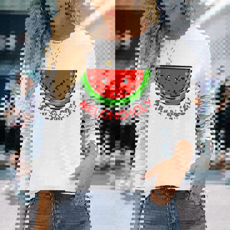 Meloncholy 面白い スイカ しゃれ フルーツ好き。 長袖Tシャツ 彼女への贈り物