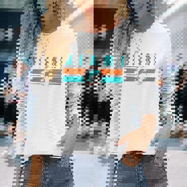 Mia マイアミ ローカルスタンダード Mia レトロ ドルフィン マイアミ Fl クラシック 長袖Tシャツ 彼女への贈り物