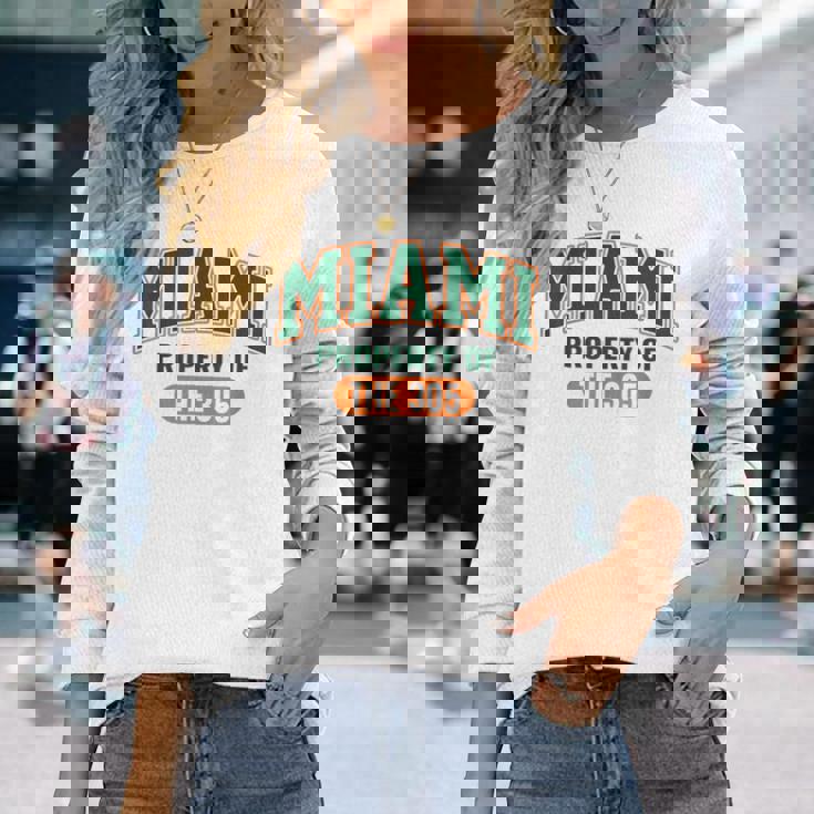 Miami Property 305 ストリートウェア マイアミシティカルチャースタイル 長袖Tシャツ 彼女への贈り物