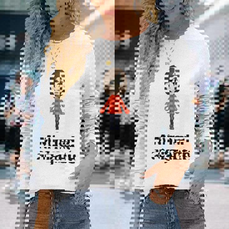 Mii Need A Cigarette Humour メンズ レディース 長袖Tシャツ 彼女への贈り物