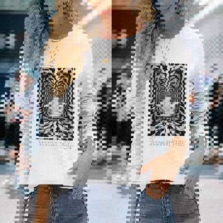 Monochrome Magic 幾何学トリックアート 長袖tシャツ 長袖Tシャツ 彼女への贈り物