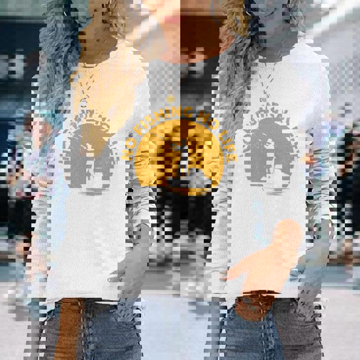 No Fishing No Life 釣り フィッシング ロゴ プリント 長袖tシャツ 長袖Tシャツ 彼女への贈り物