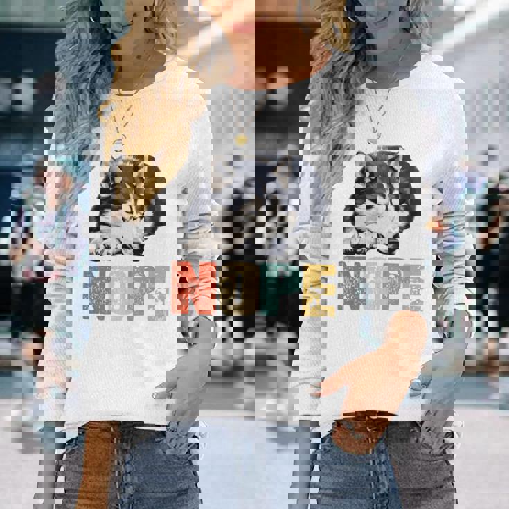 Nope 眠るシベリアンハスキーデザイン 長袖tシャツ 長袖Tシャツ 彼女への贈り物