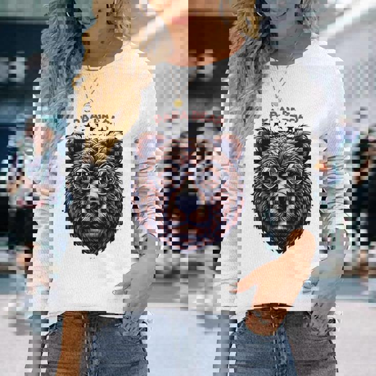 メンズ Papa Bear Face サングラス Papa Bear Lover 父の日 長袖Tシャツ 彼女への贈り物