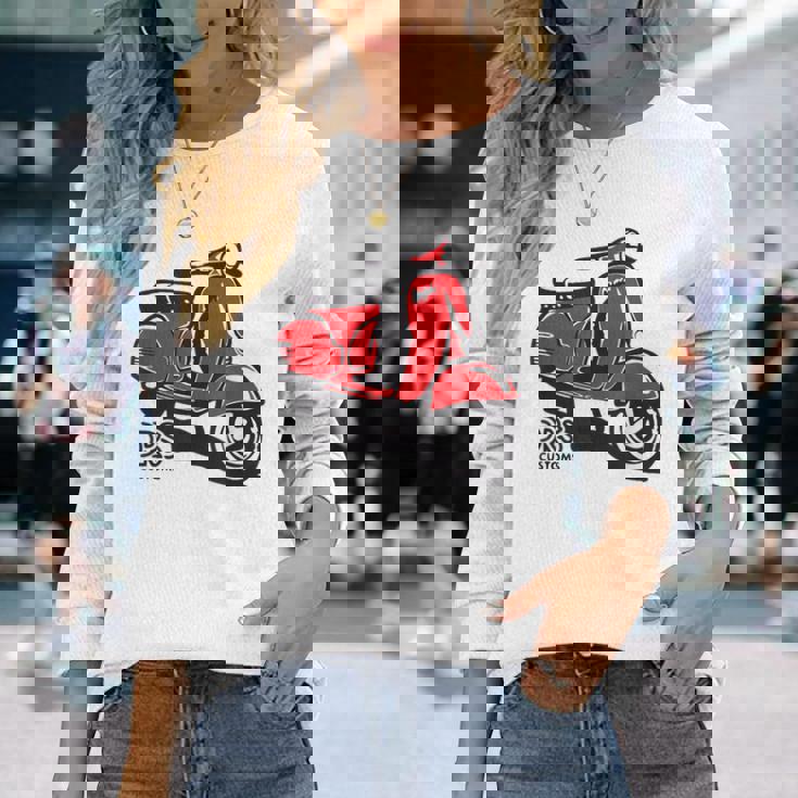 Piaggio クラシックスクーター イタリア製 ピンク 長袖Tシャツ 彼女への贈り物