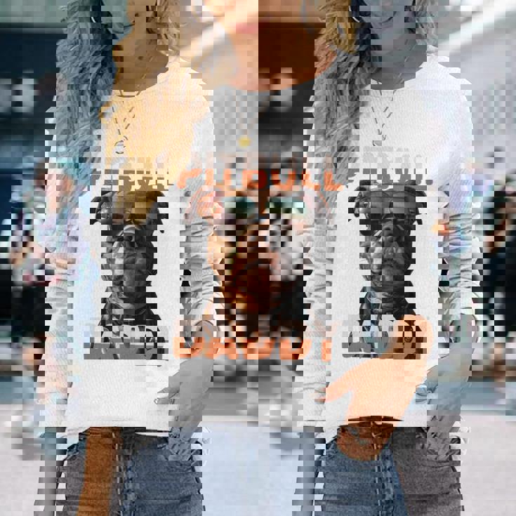 Pitbull Daddyピットブル・パパ・ヴァタータグ アメリカン・ピット・ブル・テリア・パパ 長袖tシャツ 長袖Tシャツ 彼女への贈り物