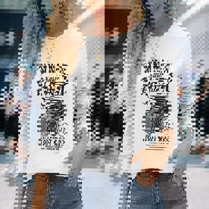 Smyrna Delaware Usa ホットロッド ビンテージスタイル カーデザイン 長袖Tシャツ 彼女への贈り物