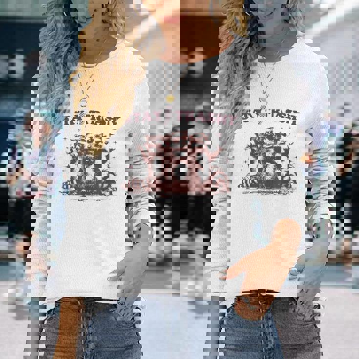 Stay Trashy Raccoon Opossum 長袖Tシャツ 彼女への贈り物