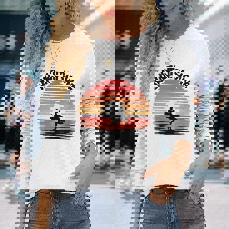 Sunseturf サーフボード ビンテージサーフィン サーファー用 長袖Tシャツ 彼女への贈り物