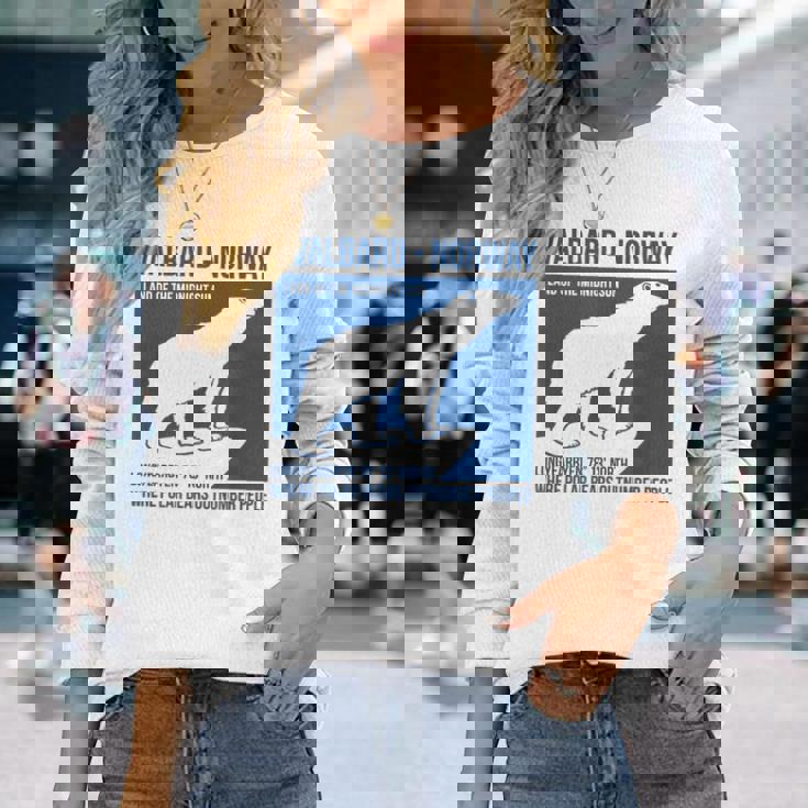 Svalbard ノルウェー ポーラーベア ロングイヤービーン スピッツベルゲン オーロラ 長袖Tシャツ 彼女への贈り物