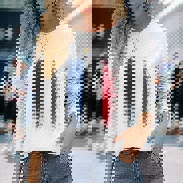 Vintage France Distressed Flag Illustration Graphic s 長袖Tシャツ 彼女への贈り物