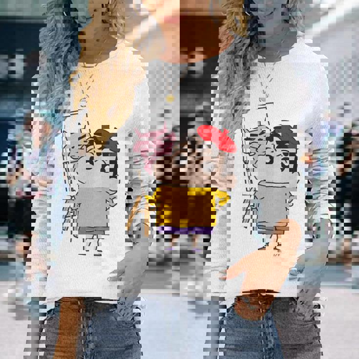 【まんが】クレヨンしんちゃん お絵描きしんちゃん 長袖Tシャツ 彼女への贈り物