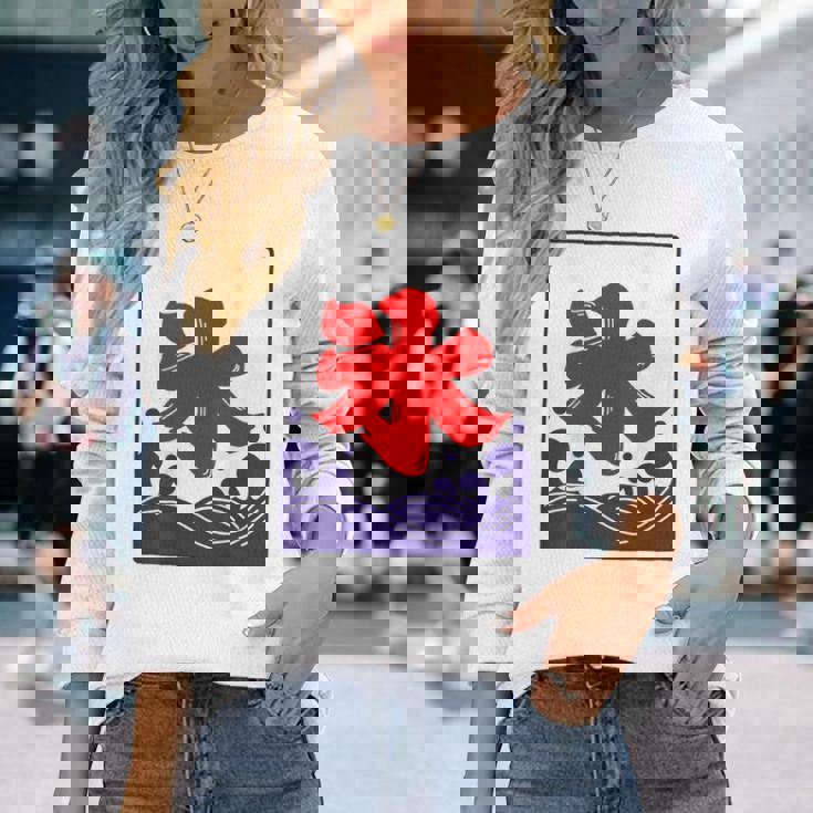 【バックプリント・背中側】氷 のれん 夏（氷屋 かき氷）お祭り 露店 夜店 漢字 文字 昭和レトロ 和柄 イラスト 長袖Tシャツ 彼女への贈り物