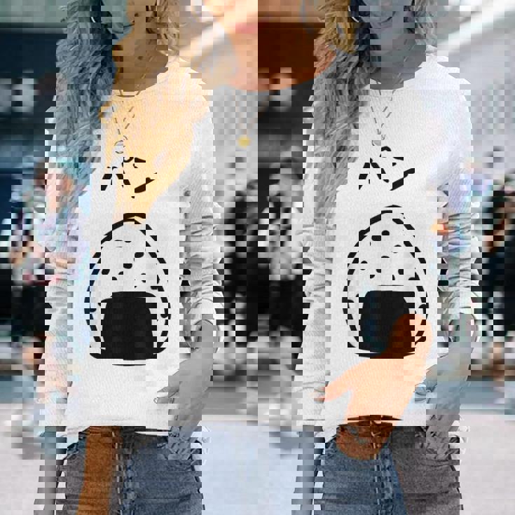 【パン】おにぎり、ご飯、白米、面白い、かわいい、受けターゲット、笑う、面白い 長袖Tシャツ 彼女への贈り物