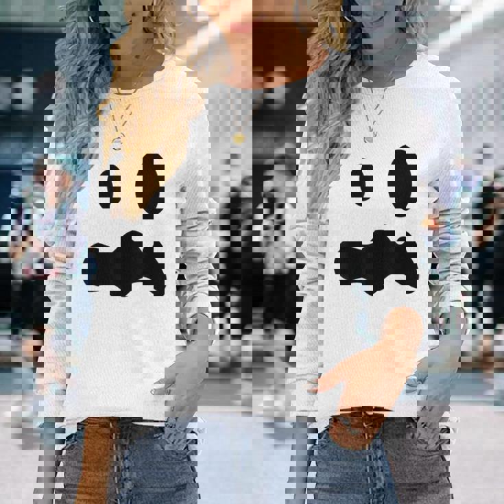お化けの顔 ハロウィーン 幽霊 おばけ ゆうれい 長袖Tシャツ 彼女への贈り物