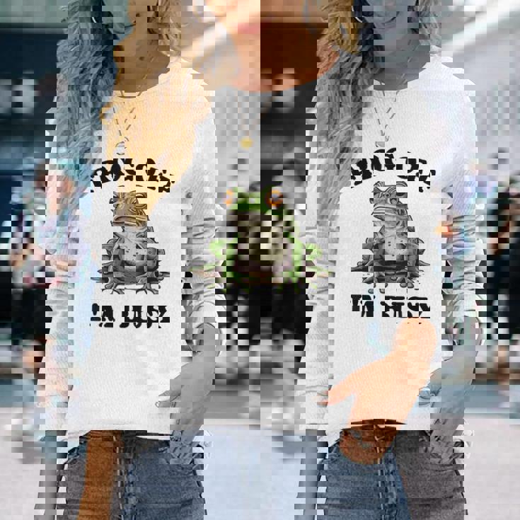 かわいいカエルデザイン 長袖Tシャツ 彼女への贈り物