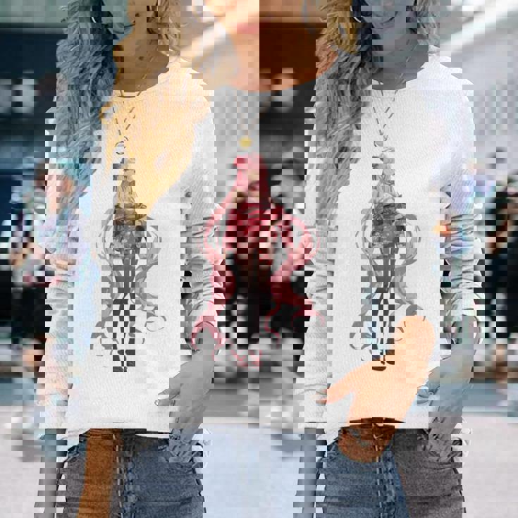 かわいい和風和風ピンク 長袖tシャツ 長袖Tシャツ 彼女への贈り物