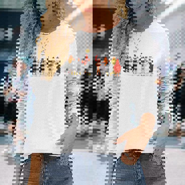 かわいい鶏 洋画 恋 春 パステル 長袖Tシャツ 彼女への贈り物