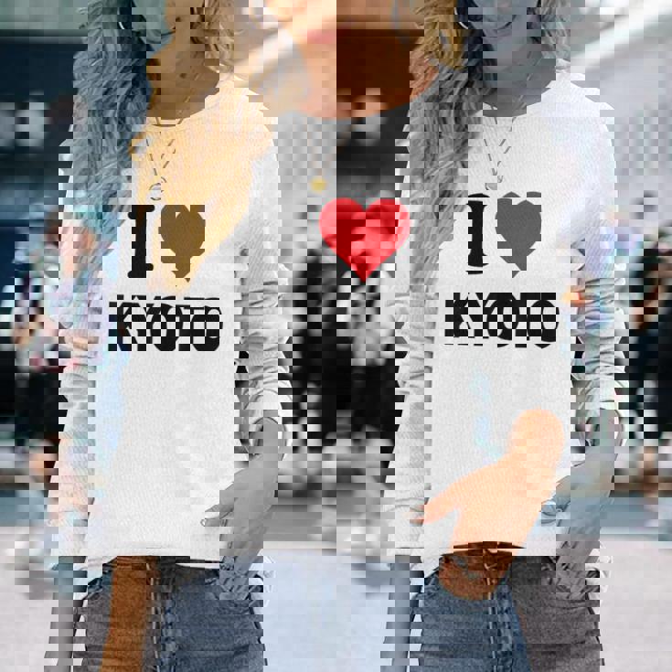 アイハート 京都 日本ラブ 日本土産 長袖Tシャツ 彼女への贈り物