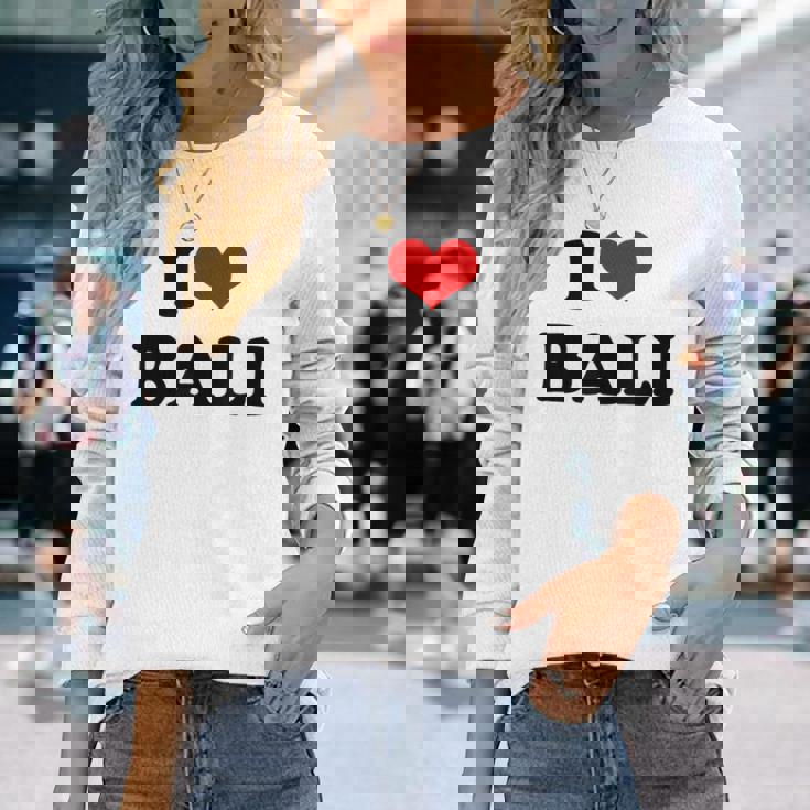 アイラブバリハートバリバケーション 長袖Tシャツ 彼女への贈り物