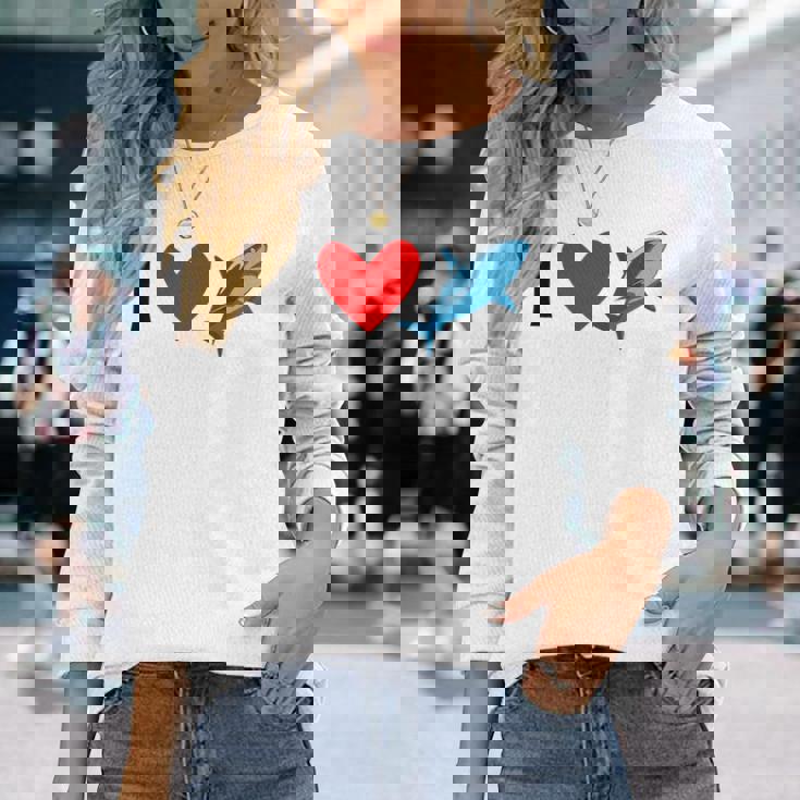 アイ・ラブ・シャークス 長袖Tシャツ 彼女への贈り物