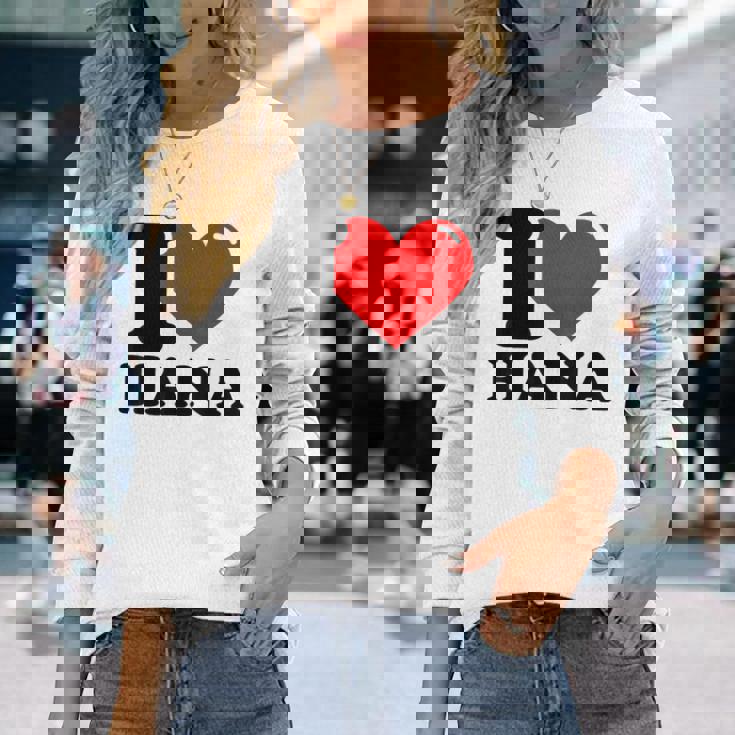 アイ・ラブ・ハナ 長袖Tシャツ 彼女への贈り物