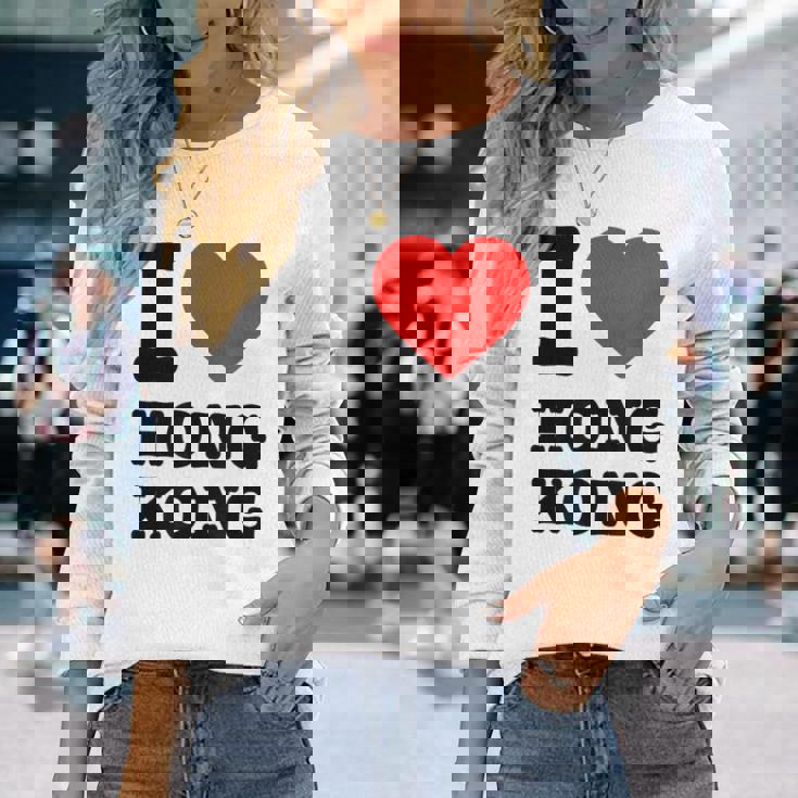 アイ・ラブ・香港 長袖Tシャツ 彼女への贈り物