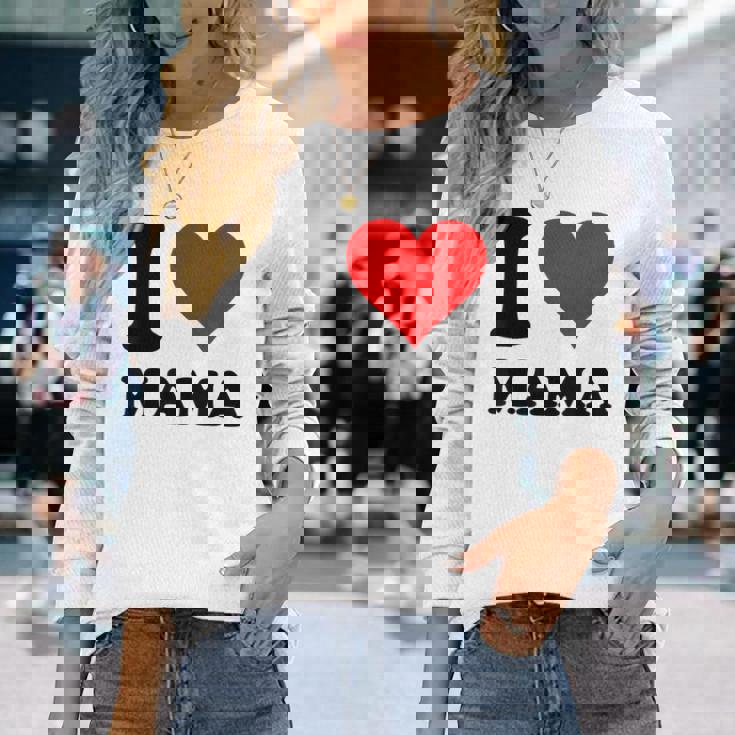 アイ・ラヴ・ママ 長袖Tシャツ 彼女への贈り物