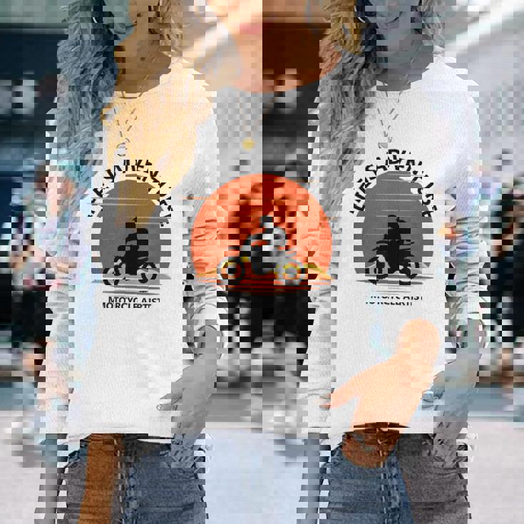 アドベンチャー バイク おもしろ ツーリング 人生は冒険だ オフロードバイクバイク イラスト 長袖Tシャツ 彼女への贈り物