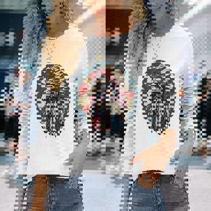 アメリカンイーグル チーフ インディアン ヘッドドレス ネイティブイーグル 長袖tシャツ 長袖Tシャツ 彼女への贈り物