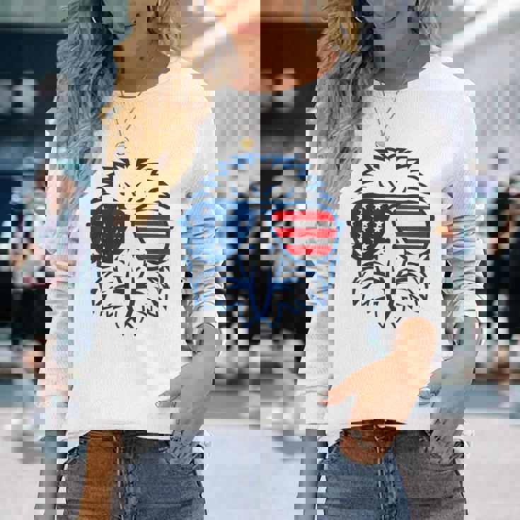 アメリカン・イーグル アメリカ国旗 7月4日 愛国 長袖Tシャツ 彼女への贈り物