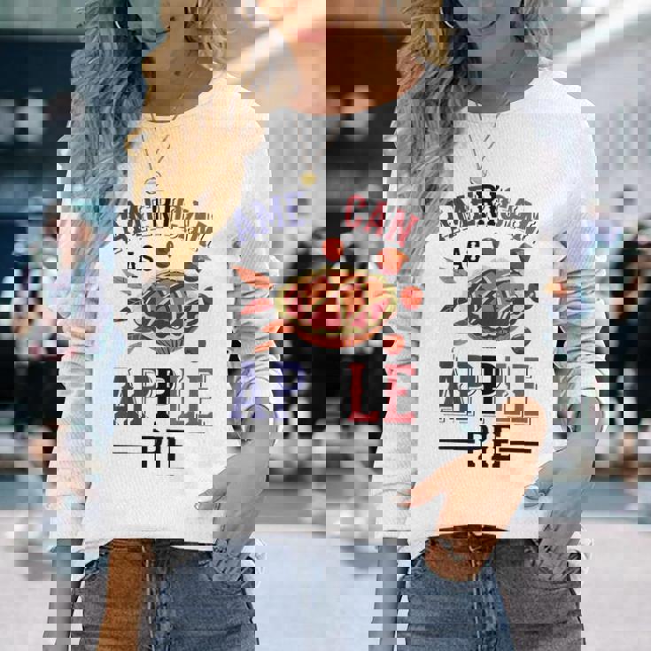 アメリカ国旗-アメリカン・アズ・アップルパイ 長袖Tシャツ 彼女への贈り物