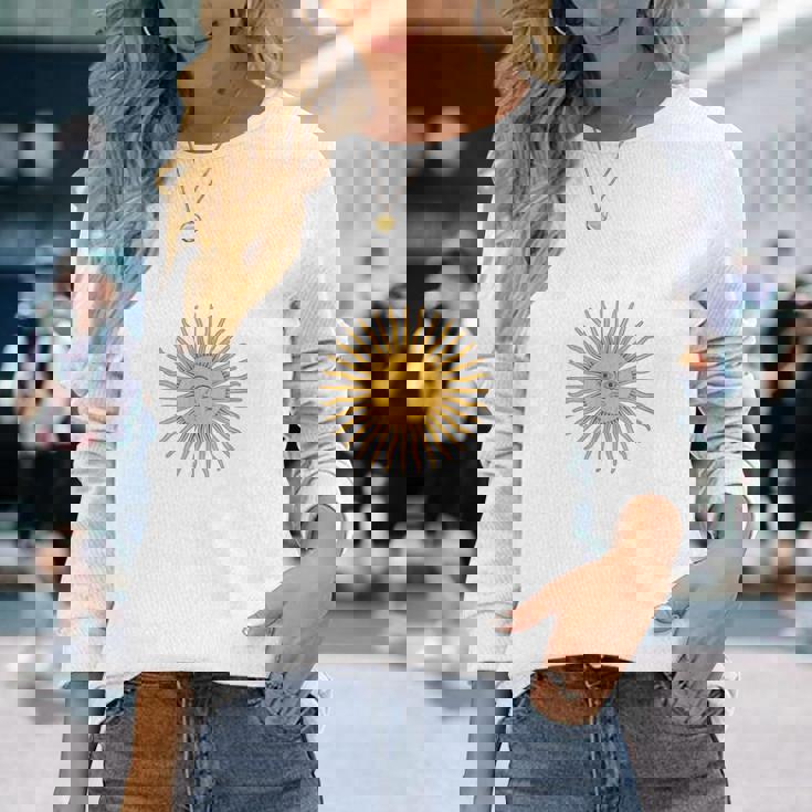 アルゼンチン国旗 アルゼンチン代表チームスタイル 5月の太陽 長袖Tシャツ 彼女への贈り物