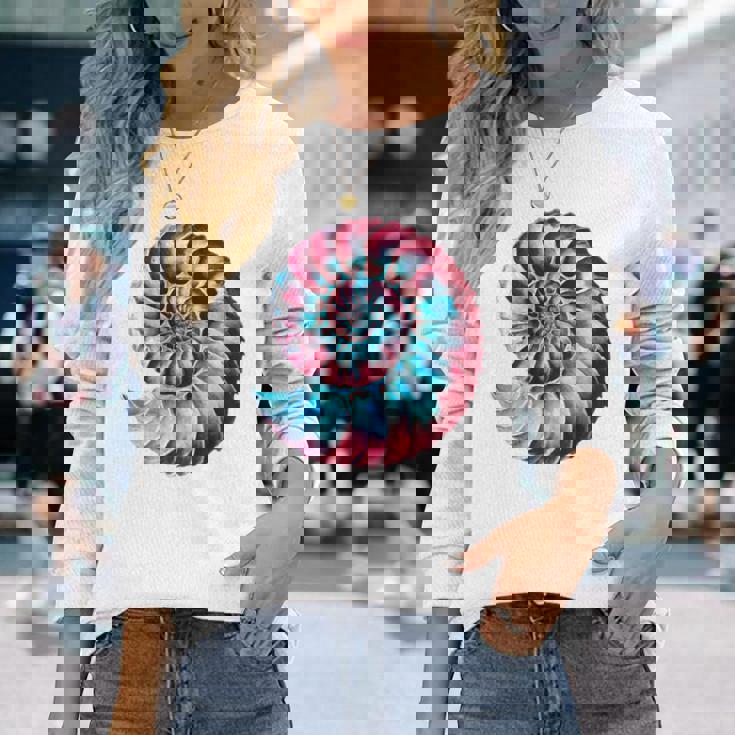 アンモナイトスパイラル貝殻 長袖tシャツ 長袖Tシャツ 彼女への贈り物