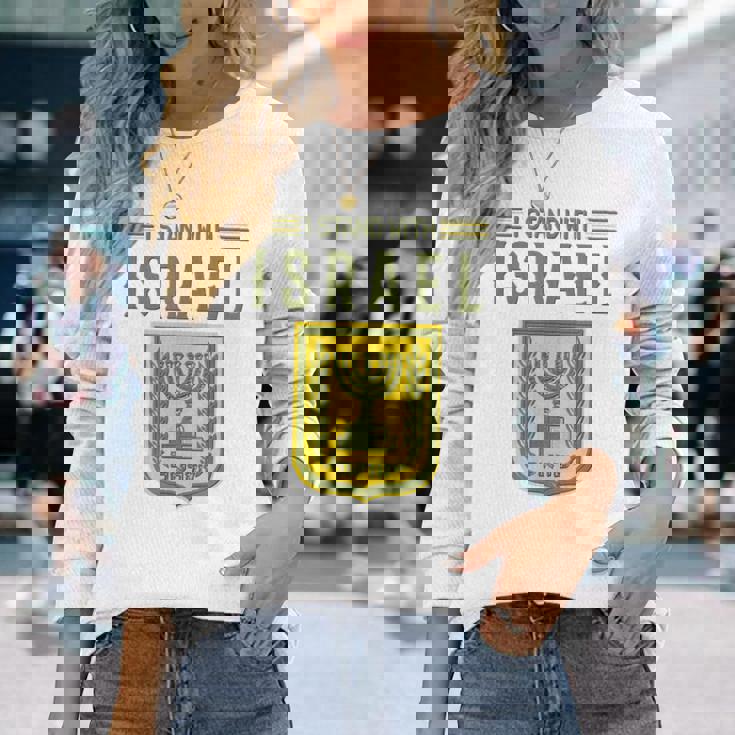 イスラエルシャツ サポート イスラエルスタンド イスラエル国旗付き 長袖Tシャツ 彼女への贈り物