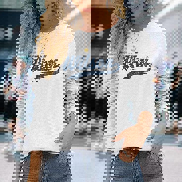 ウィルソン ノースカロライナ Nc ビンテージ スポーツ グラフィック 長袖Tシャツ 彼女への贈り物