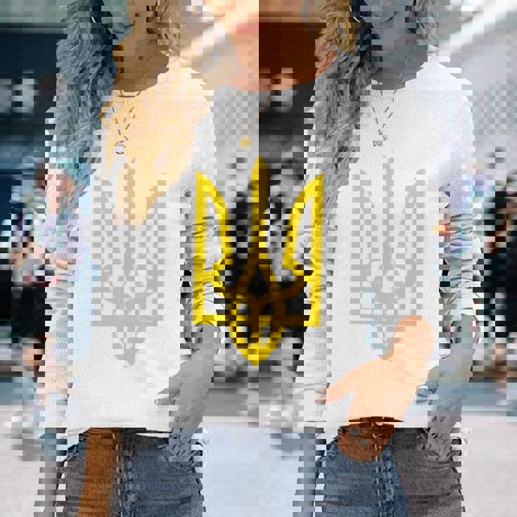 ウクライナ大統領ヴォロディミル・ゼレンスキー ウクライナエンブレム 長袖Tシャツ 彼女への贈り物