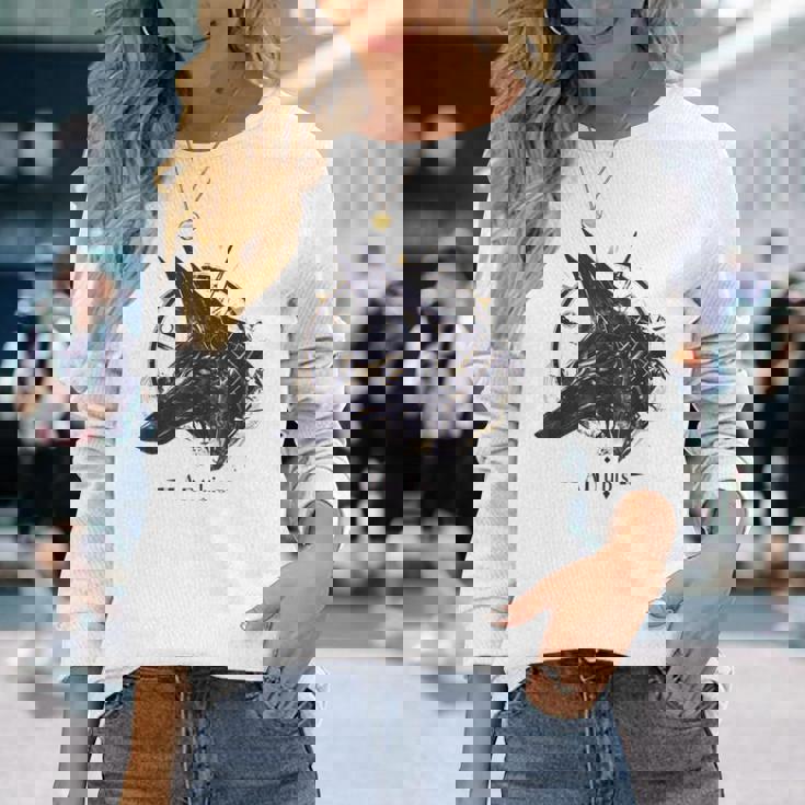 エジプト古代-面白いクールな神々 エジプトアヌビス 長袖Tシャツ 彼女への贈り物