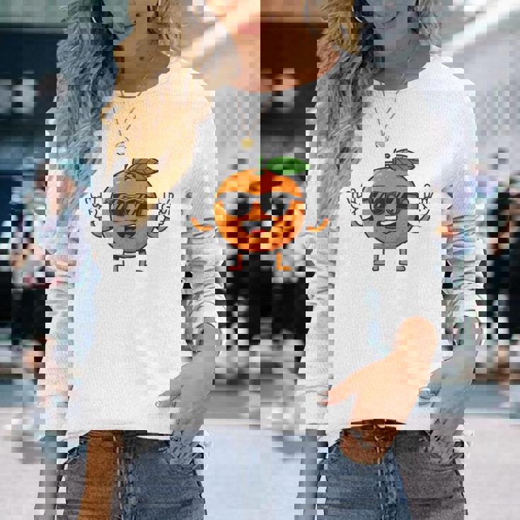 オレンジ 面白い 人間 クール シェード 腕 脚 夏 太陽 長袖Tシャツ 彼女への贈り物