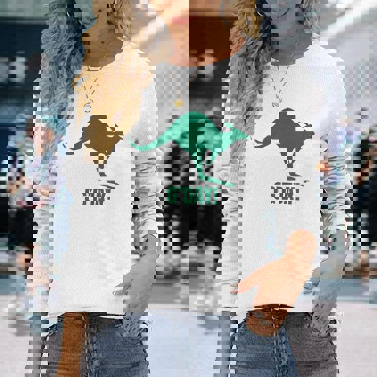 オーストラリア地図 カンガルーtシャツ オーストラリア カンガルー オーストラリア 長袖Tシャツ 彼女への贈り物