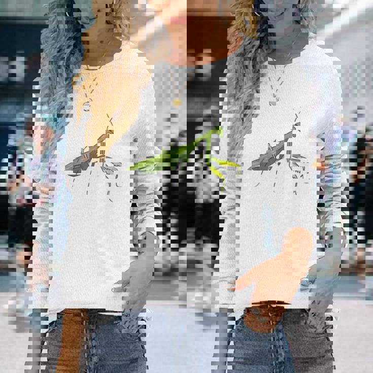 カマキリの虫バッタ カマキリの虫バッタ カマキリの虫バッタ 長袖Tシャツ 彼女への贈り物