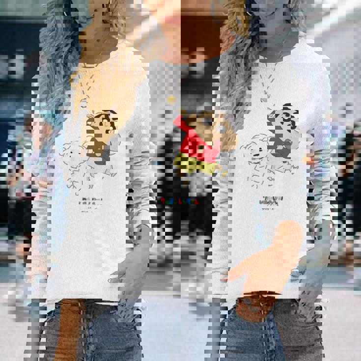 キッズ クレヨンしんちゃん 踊る！しんちゃんとシロ 長袖Tシャツ 彼女への贈り物