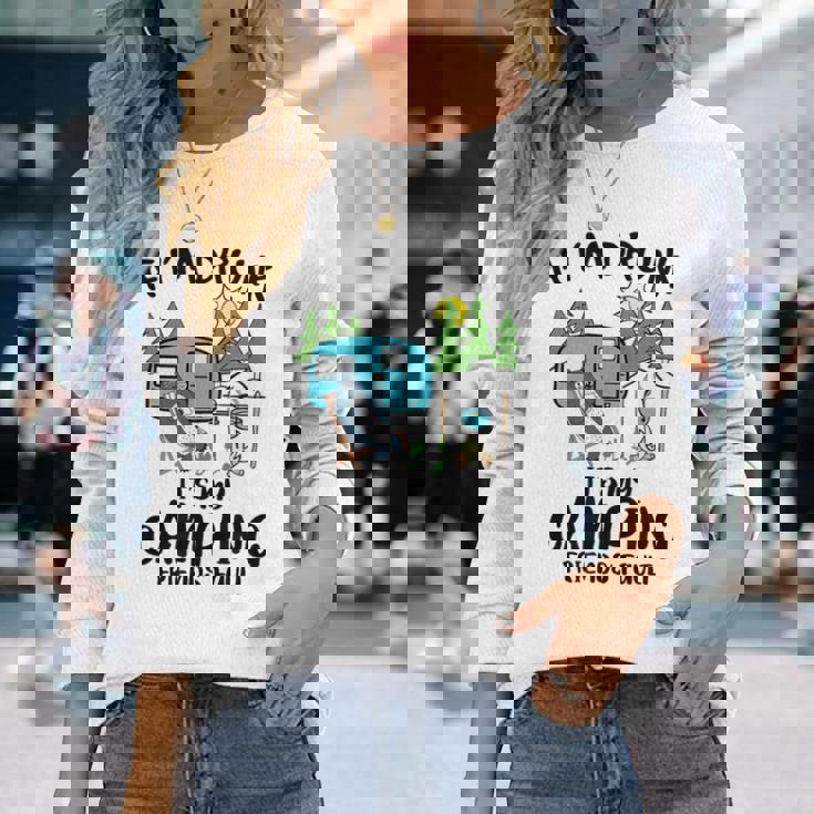 キャンプ 楽しい キャンピング 面白い キャンプファイヤー キャンピングカー 旅 長袖Tシャツ 彼女への贈り物