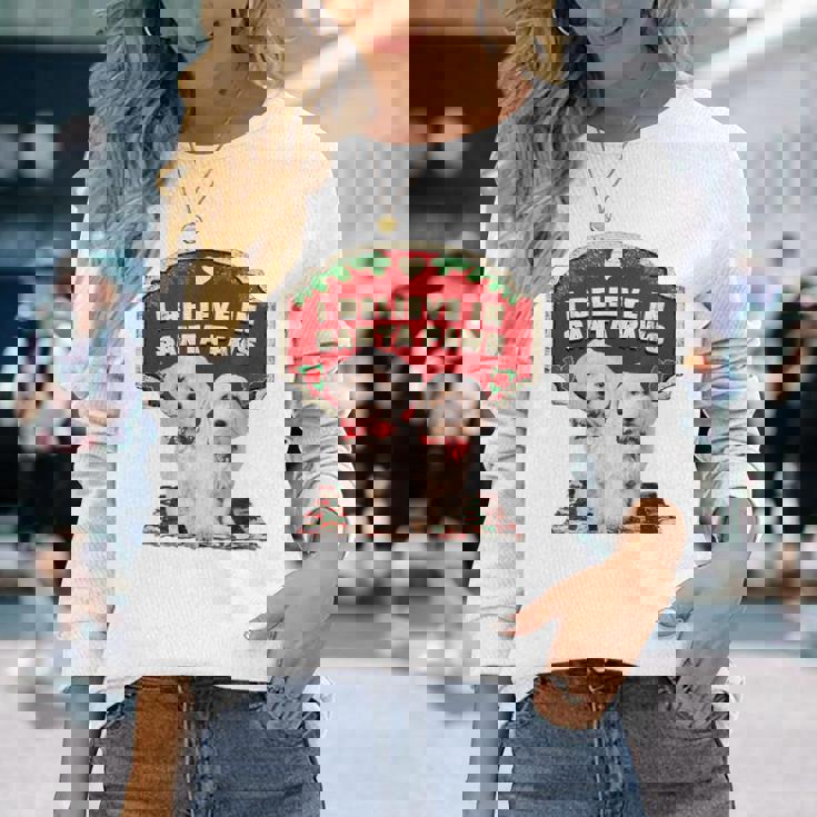 クリスマス デコレーション 犬 マルチーズ 長袖Tシャツ 彼女への贈り物