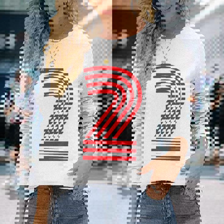 クールなレトロなレタリングジャージ、背番号2 Two Dos 長袖Tシャツ 彼女への贈り物